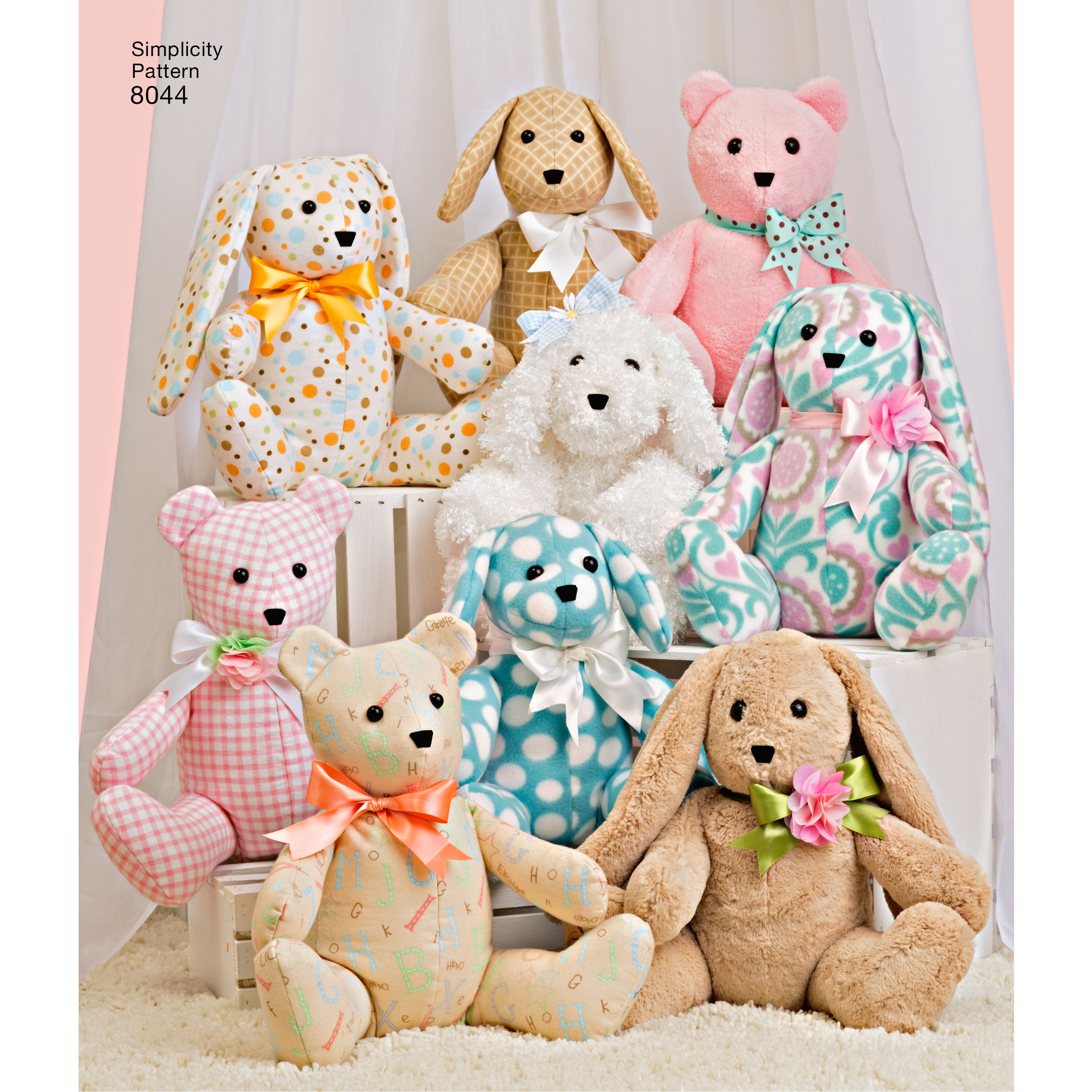 Simplicity Pattern 8044  cozy stuffed animals from Jaycotts Sewing Supplies