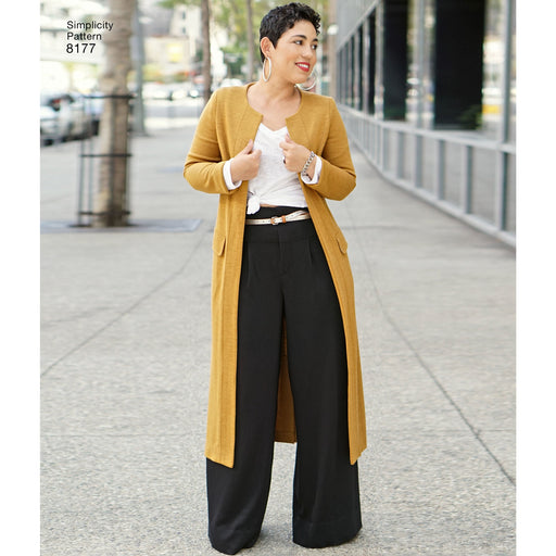 Simplicity Pattern 8177 features a duster length coat or vest, from Jaycotts Sewing Supplies