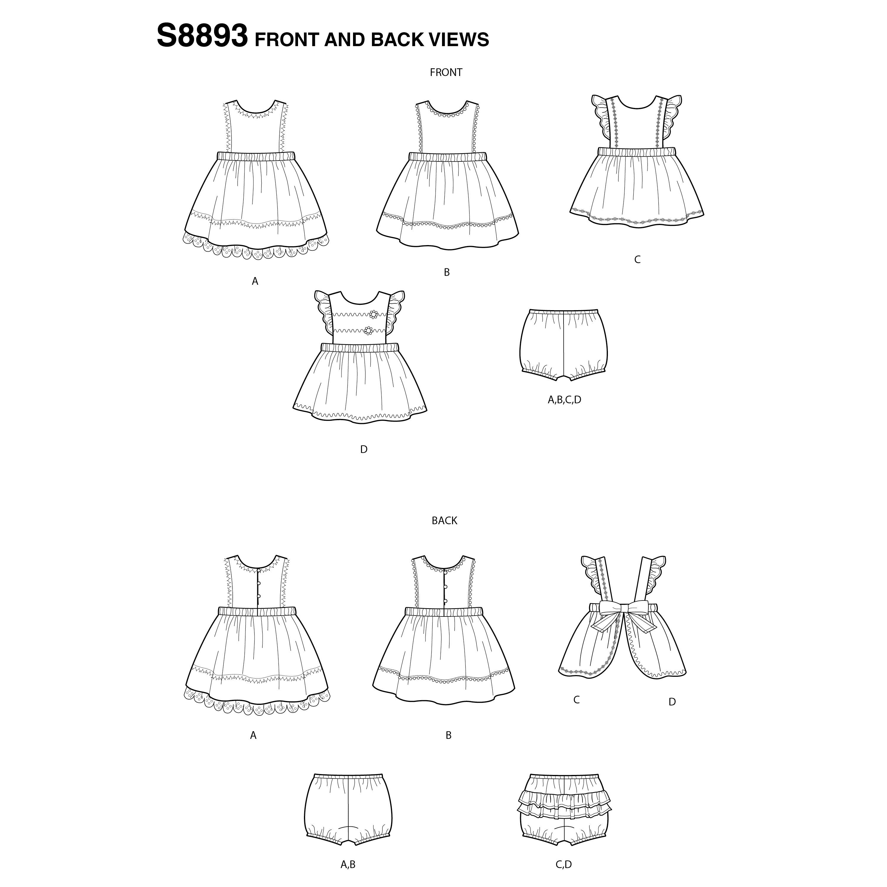 Simplicity Pattern 8893 Babies' Pinafores from Jaycotts Sewing Supplies