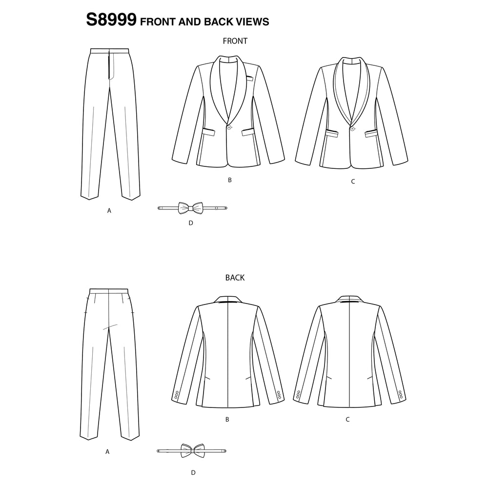Simplicity Pattern  8899 Tuxedo-style jackets from Jaycotts Sewing Supplies