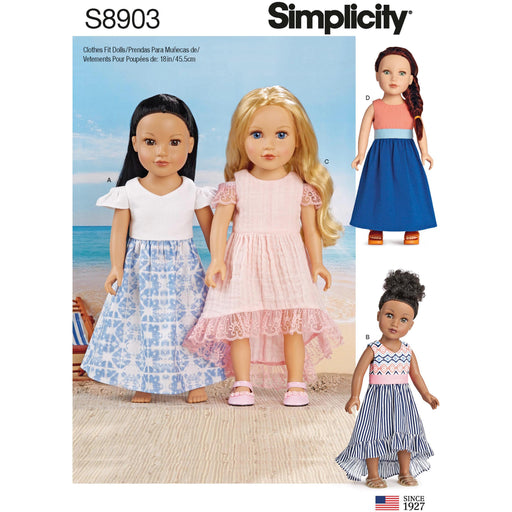 Simplicity Pattern 8903 Dresses for 18inch (45.5cm) dolls.' from Jaycotts Sewing Supplies