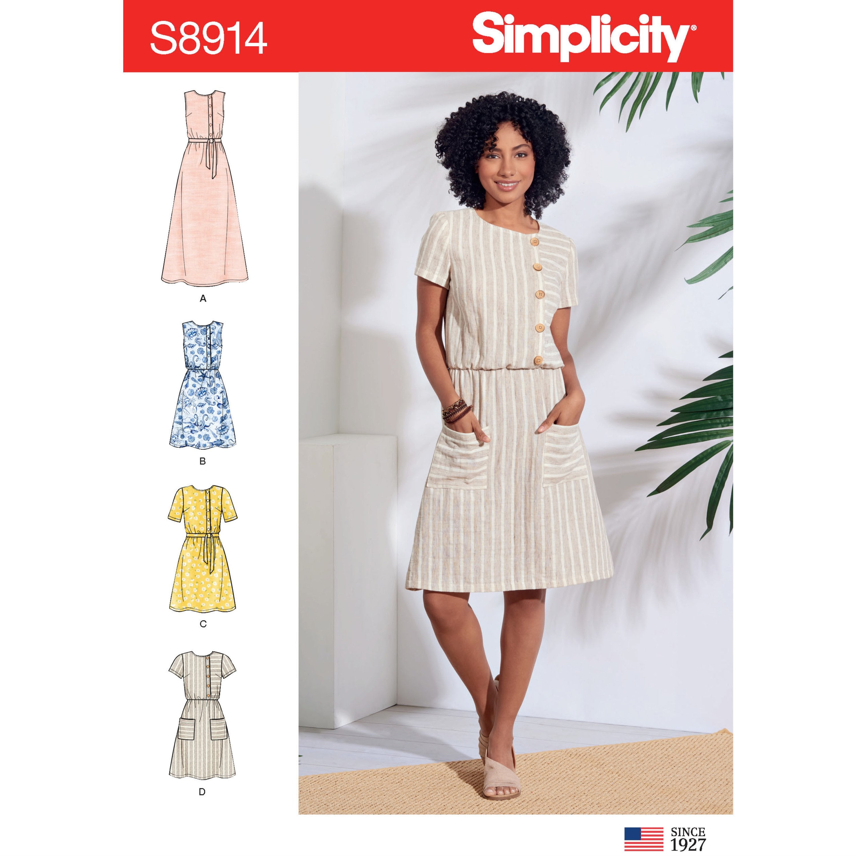 Simplicity Pattern 8914 Missesâ€™ dresses with elasticated wais from Jaycotts Sewing Supplies