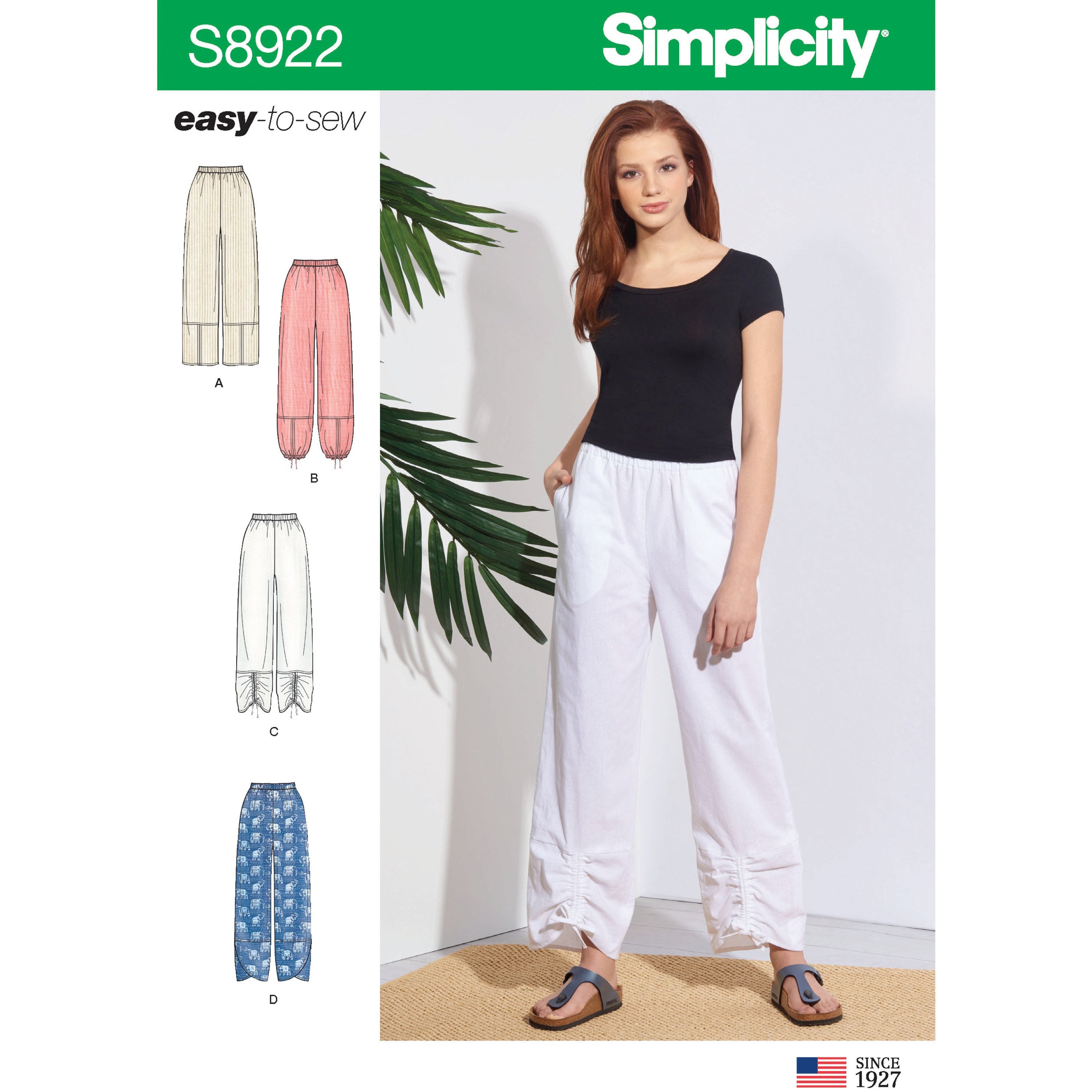 Simplicity Pattern 8922 Missesâ€™ pull-on pants from Jaycotts Sewing Supplies