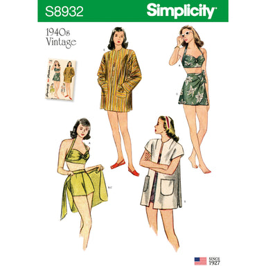 Simplicity Pattern  8932 1940s vintage bikini top with straps from Jaycotts Sewing Supplies