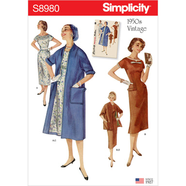 Simplicity 8980 Fifties Vintage Dresses and Lined Coats from Jaycotts Sewing Supplies