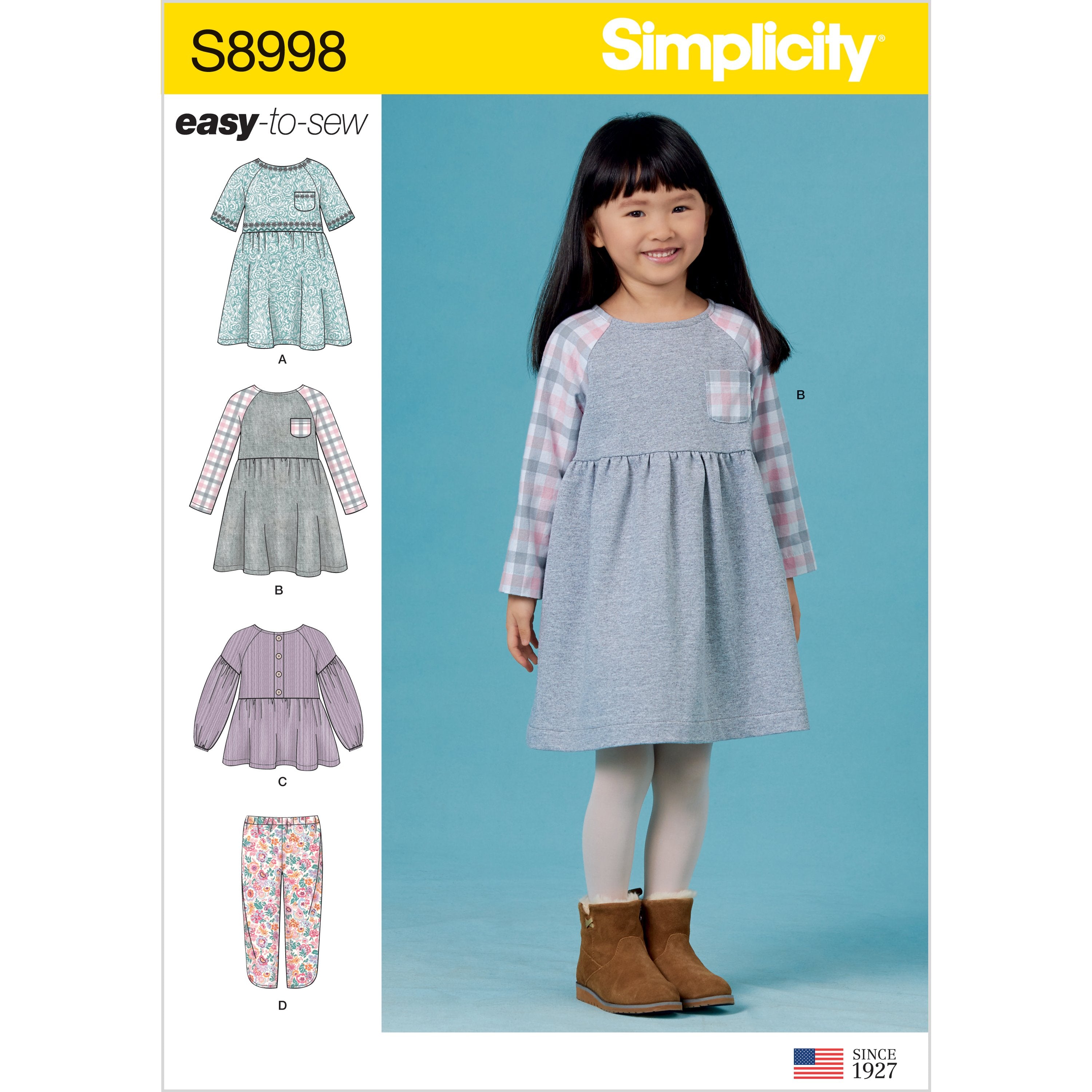 Simplicity 8998 Children's Easy-To-Sew Dress, Top, Pants from Jaycotts Sewing Supplies
