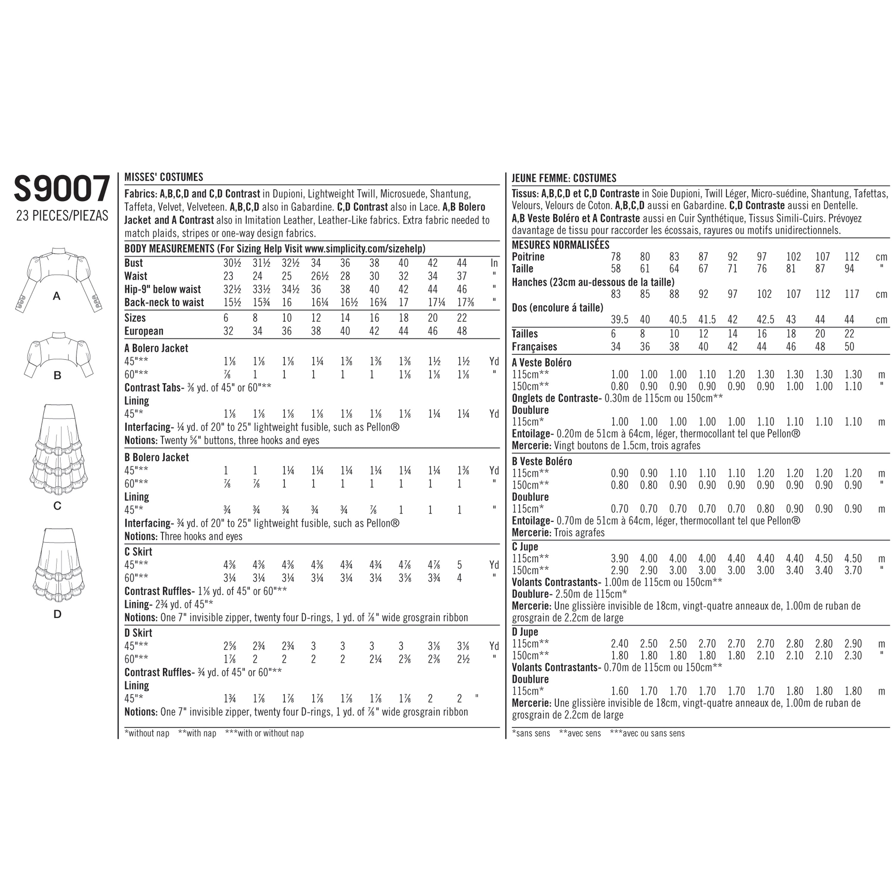 Simplicity Pattern 9007 Misses' Steampunk Costumes pattern from Jaycotts Sewing Supplies