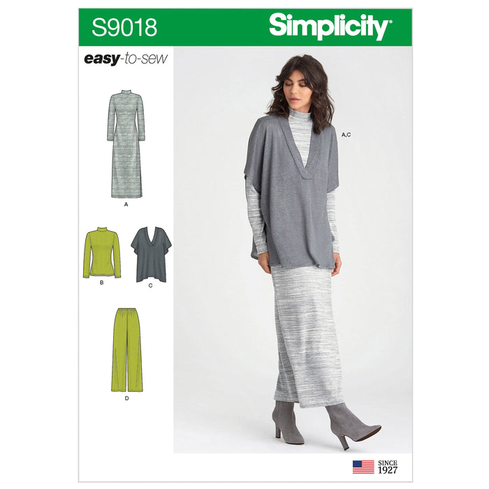 Simplicity Sewing Pattern 9018  Pants, Knit Vest, Dress or Top from Jaycotts Sewing Supplies