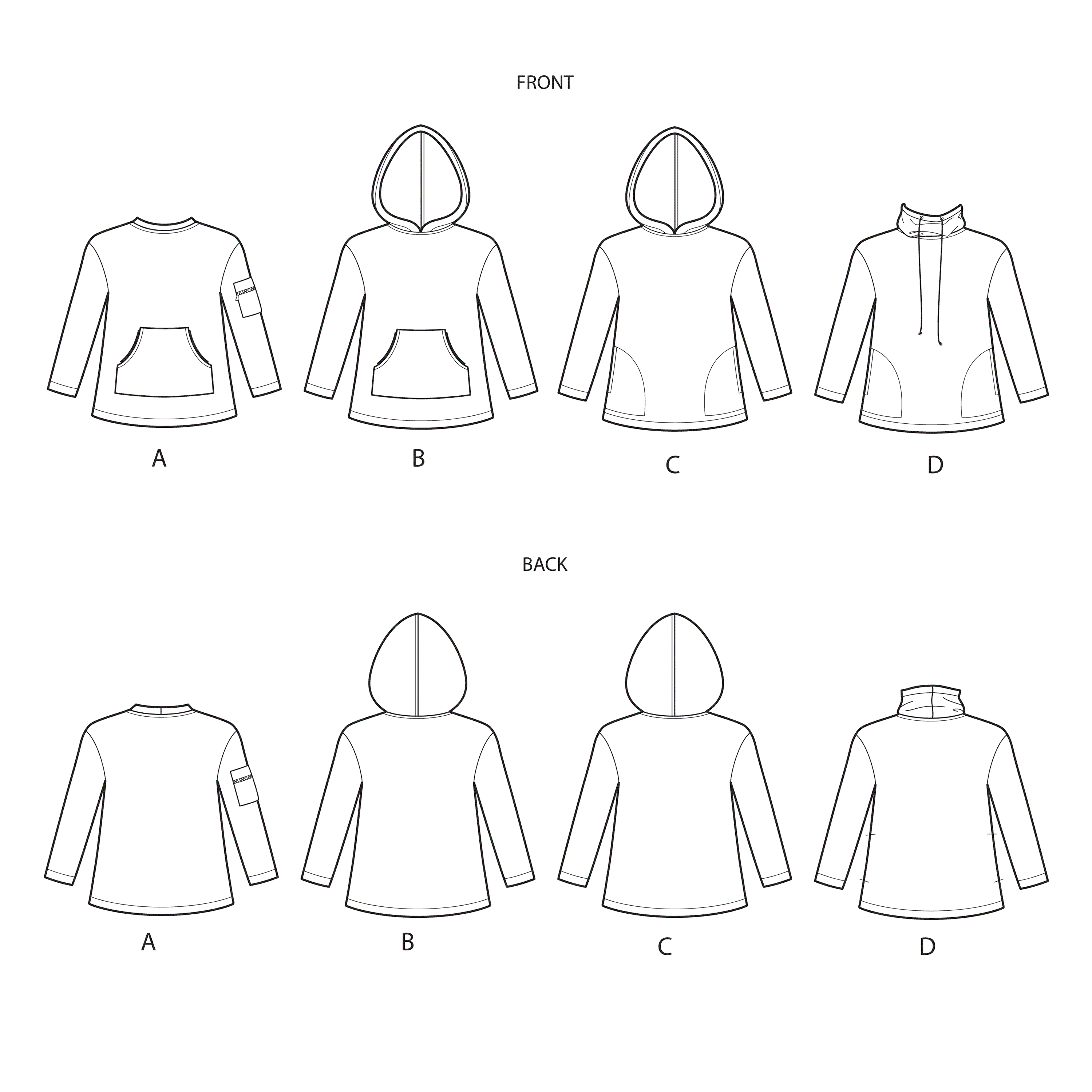 Simplicity Pattern 9028 Girls' / Boys' Knot Tops with Hoodie from Jaycotts Sewing Supplies