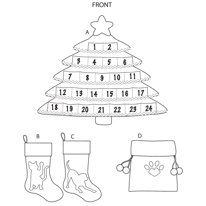 Simplicity Sewing Pattern 9038 Christmas Countdown Calendar and Accessories from Jaycotts Sewing Supplies