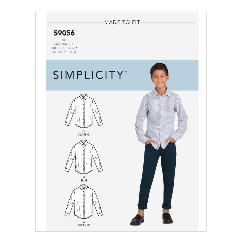 Simplicity Sewing Pattern S9056 Children's and Teen Boys' Shirts from Jaycotts Sewing Supplies