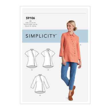 Simplicity Sewing Pattern S9106 Misses / Women's Button Front Shirt from Jaycotts Sewing Supplies