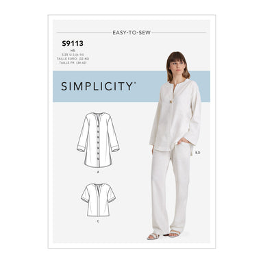 Simplicity Sewing Pattern S9113  Tunic, Top and Pull On Pants from Jaycotts Sewing Supplies