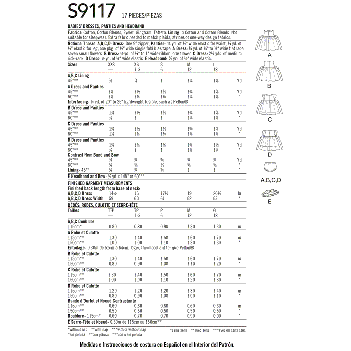 Simplicity Sewing Pattern S9117 Babies' Dresses, Panties and Headband from Jaycotts Sewing Supplies