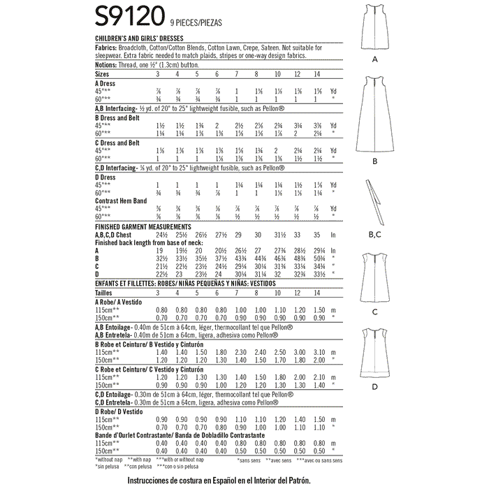 Simplicity Sewing Pattern S9120 Girls' Dresses from Jaycotts Sewing Supplies