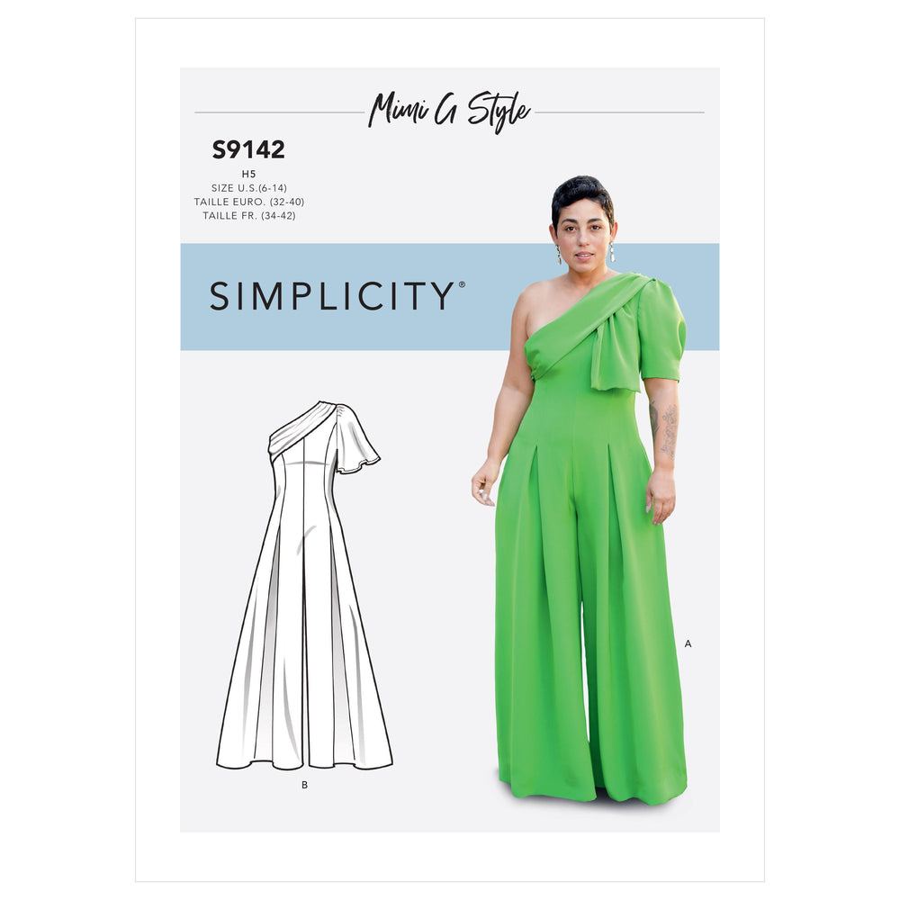 Simplicity Sewing Pattern 9142 Jumpsuit With One Shoulder Drape from Jaycotts Sewing Supplies