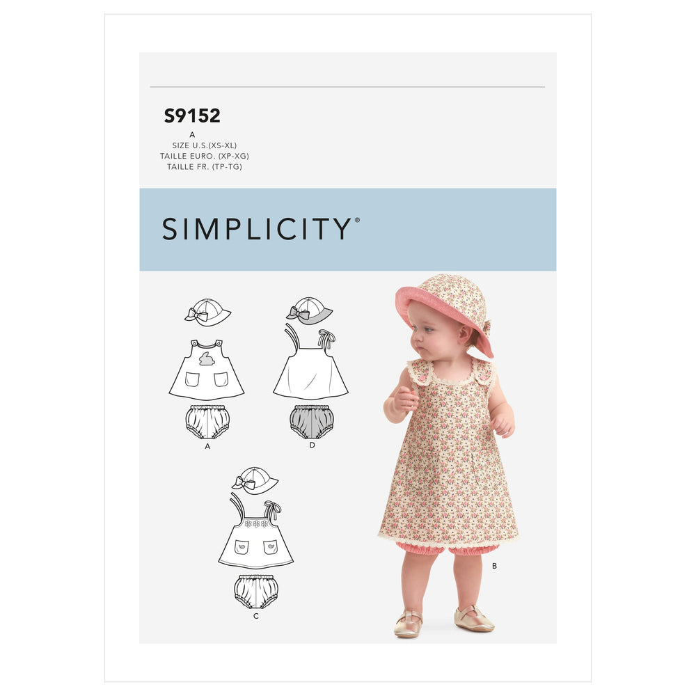 Simplicity Sewing Pattern 9152 Babies' Dress, Panties and Hat from Jaycotts Sewing Supplies