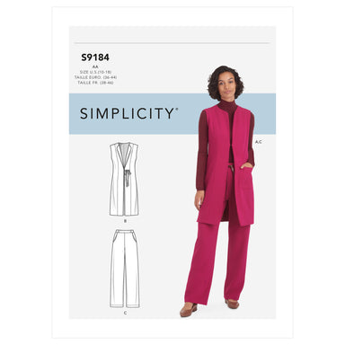 Simplicity 9184 Misses' and Women's Waiscoat and Trousers Sewing Pattern from Jaycotts Sewing Supplies