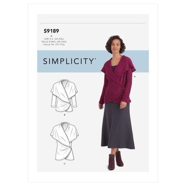 Simplicity 9189 Misses' Knit Wrap Jacket Sewing Pattern from Jaycotts Sewing Supplies