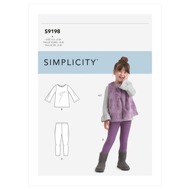 Simplicity 9198 Children's Tops, Vest and Leggings Sewing Pattern from Jaycotts Sewing Supplies