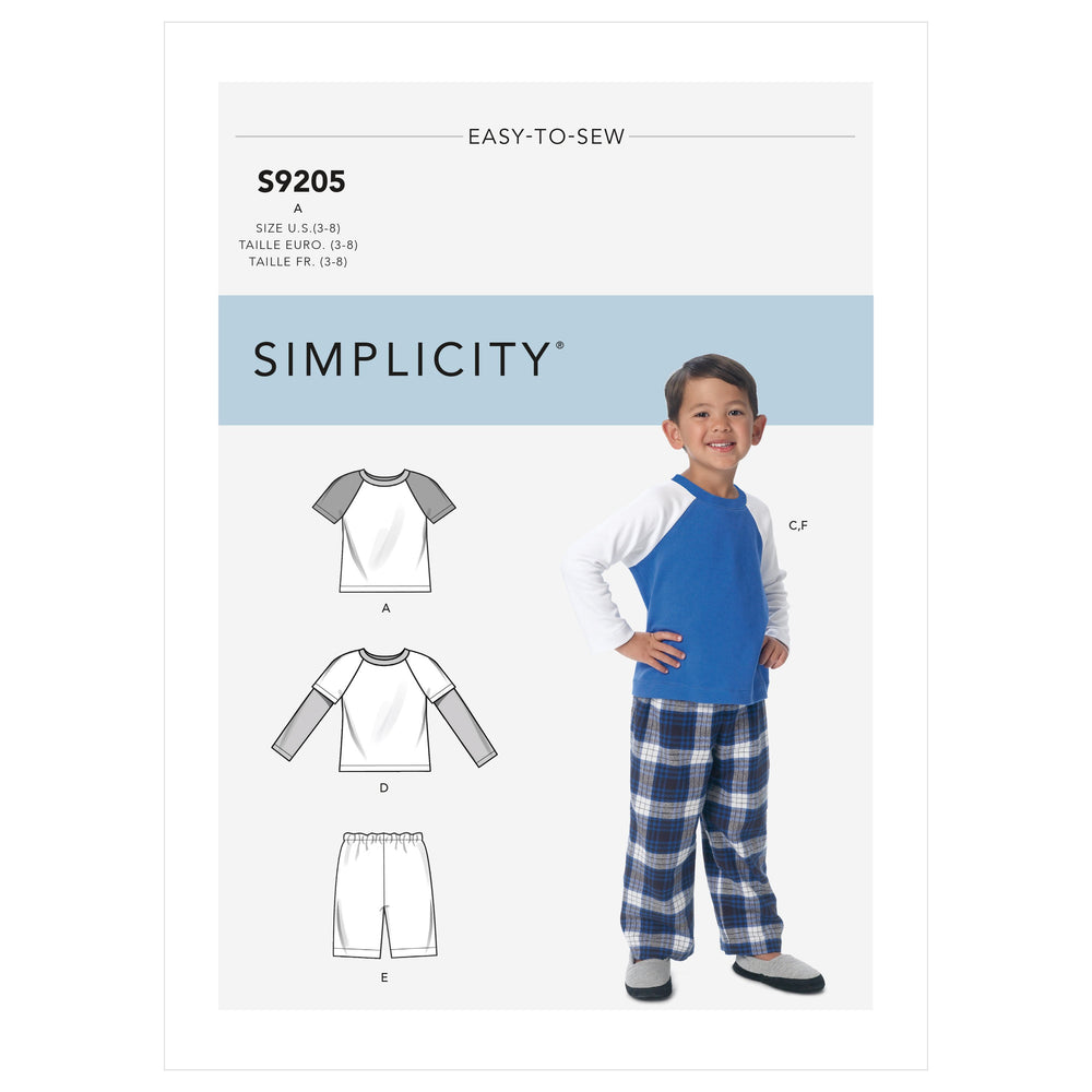 Simplicity Sewing Pattern 9205 Boys' Pyjamas from Jaycotts Sewing Supplies