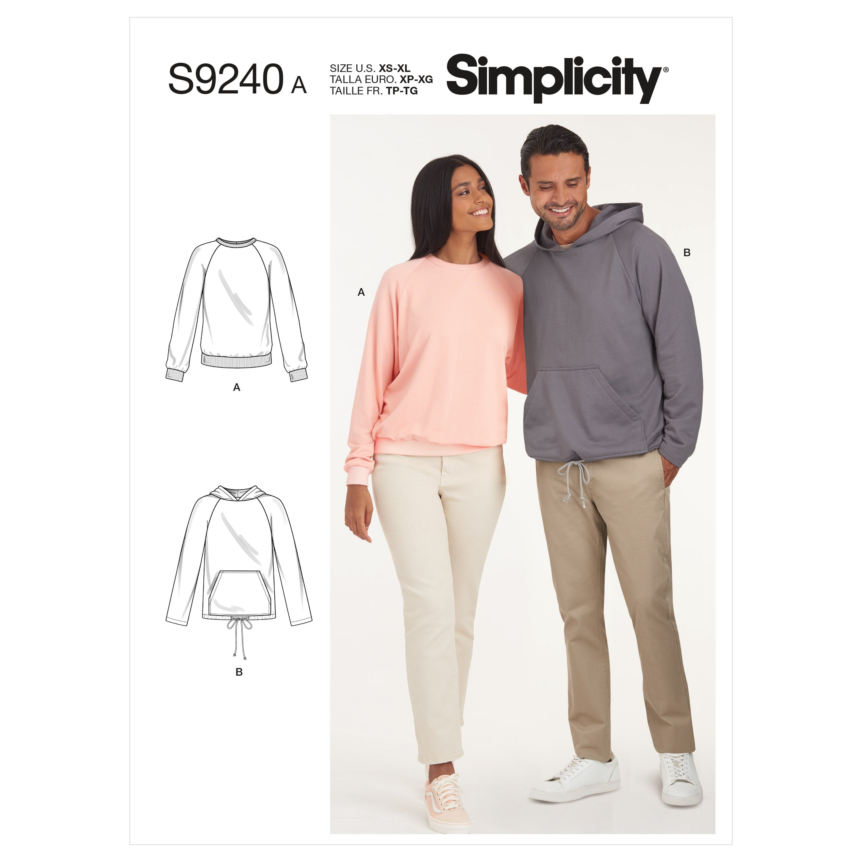 Simplicity Sewing Pattern 9240 Unisex Hoodies from Jaycotts Sewing Supplies