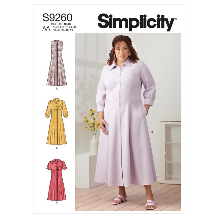 Simplicity Sewing Pattern 9260 Misses, Womens Button Front Dresses from Jaycotts Sewing Supplies