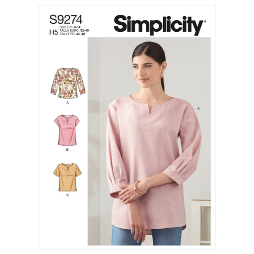 Simplicity Sewing Pattern 9274 Tops In Two Lengths from Jaycotts Sewing Supplies