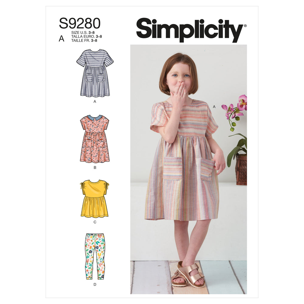 Simplicity Sewing Pattern 9280 Children's Dresses, Top and Leggings from Jaycotts Sewing Supplies