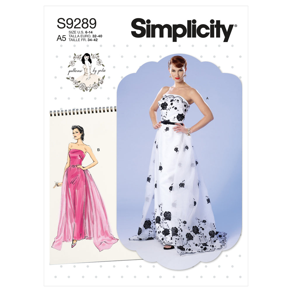 Simplicity Sewing Pattern 9289 Strapless Dress, Detachable Train and Belt from Jaycotts Sewing Supplies
