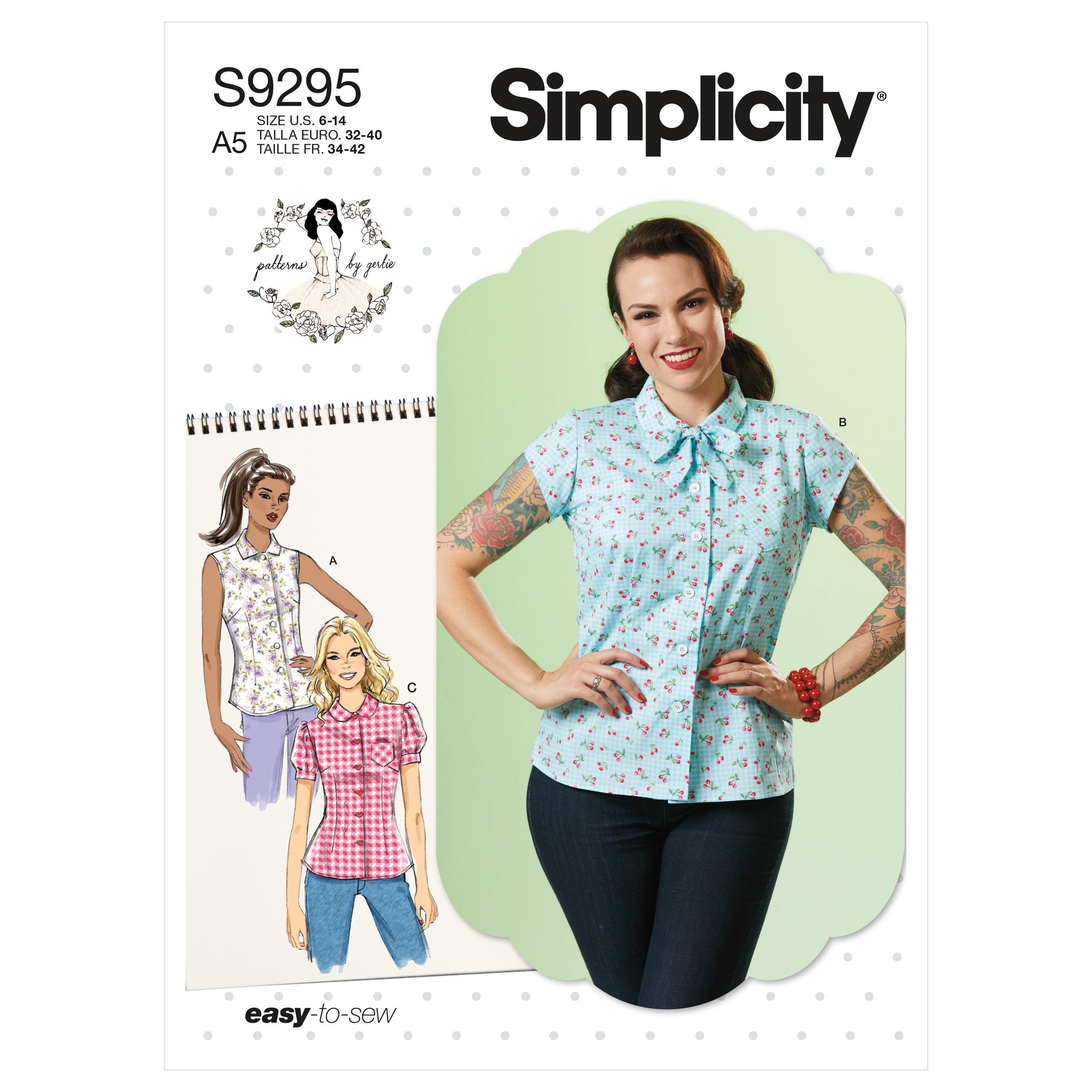 Simplicity 1950's Sewing Pattern 9295 Vintage Tops from Jaycotts Sewing Supplies