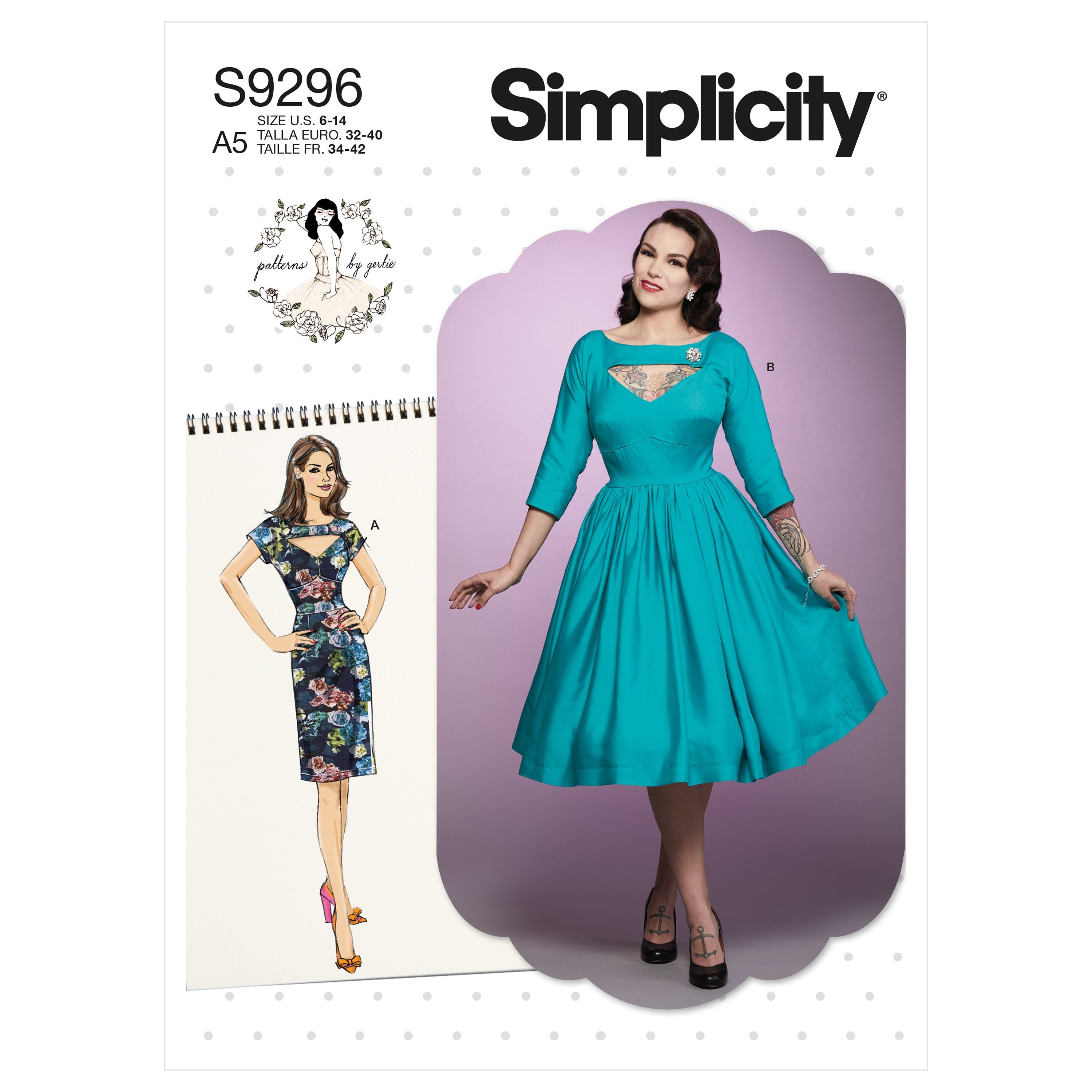 Simplicity 1950's Sewing Pattern 9296 Vintage Dress from Jaycotts Sewing Supplies