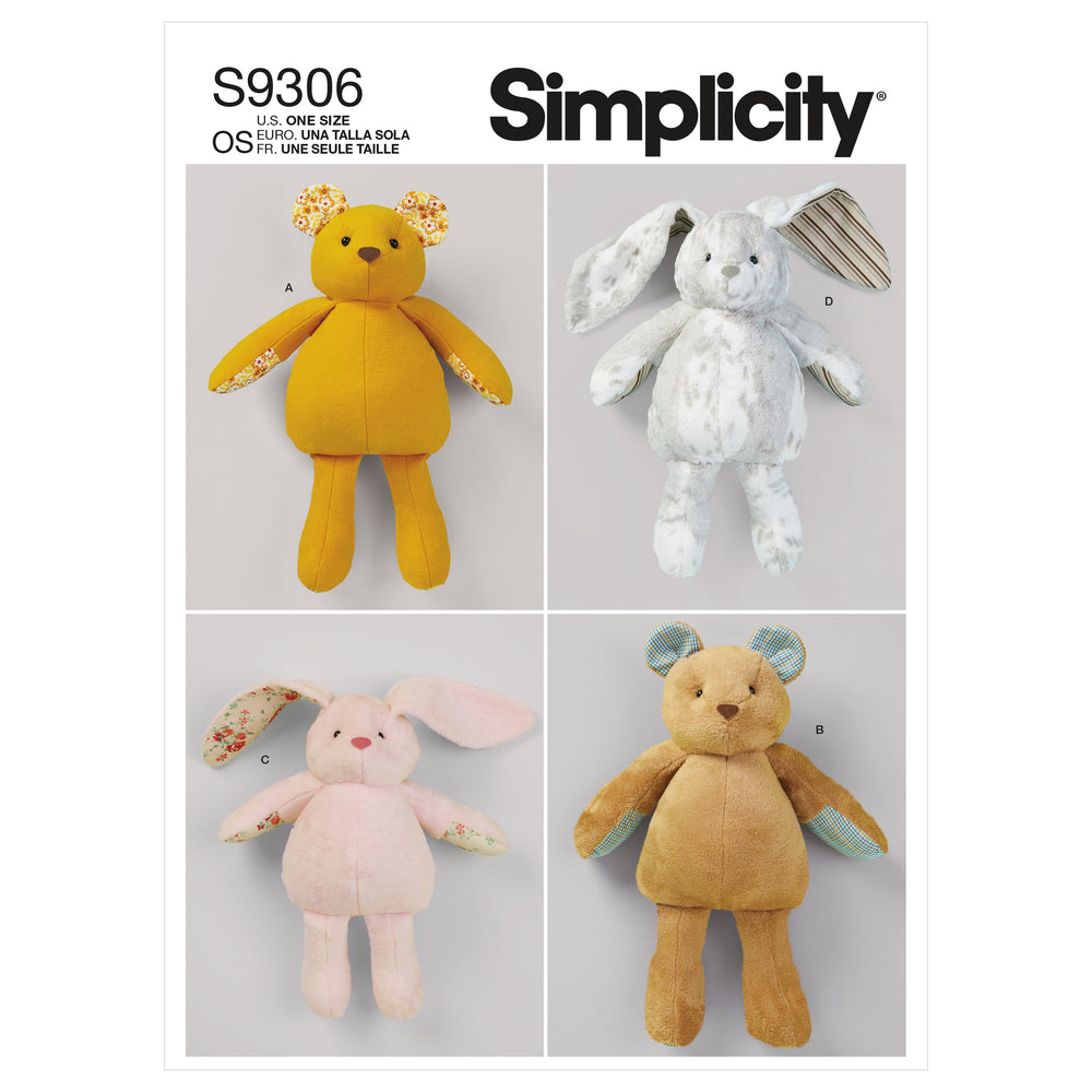 Simplicity Sewing Pattern 9306 Plush Bears and Bunnies in Two Sizes from Jaycotts Sewing Supplies