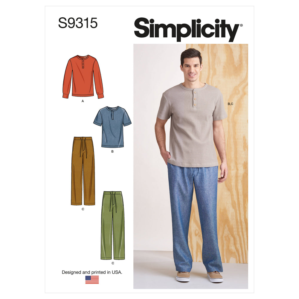 Simplicity Sewing Pattern S9315 Men's Knit Tops and Pants from Jaycotts Sewing Supplies