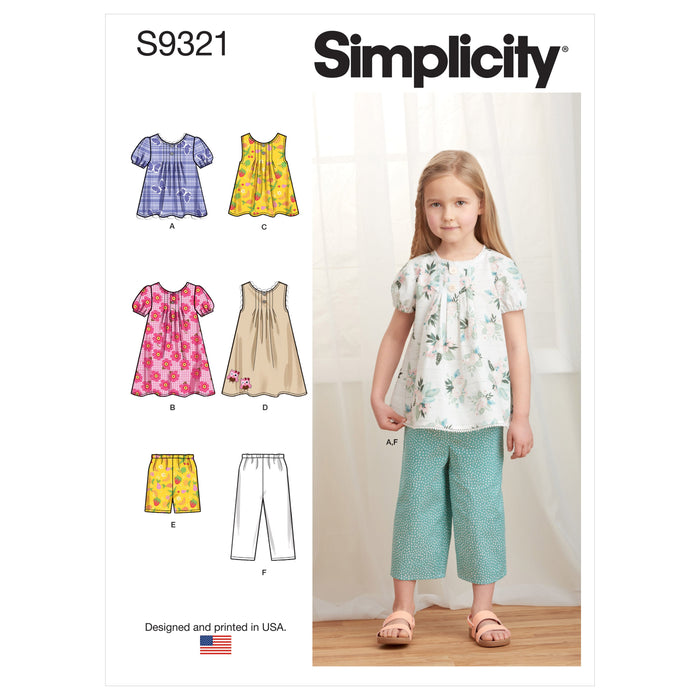 Simplicity Sewing Pattern S9321 Children's Tops, Dresses, Shorts from Jaycotts Sewing Supplies