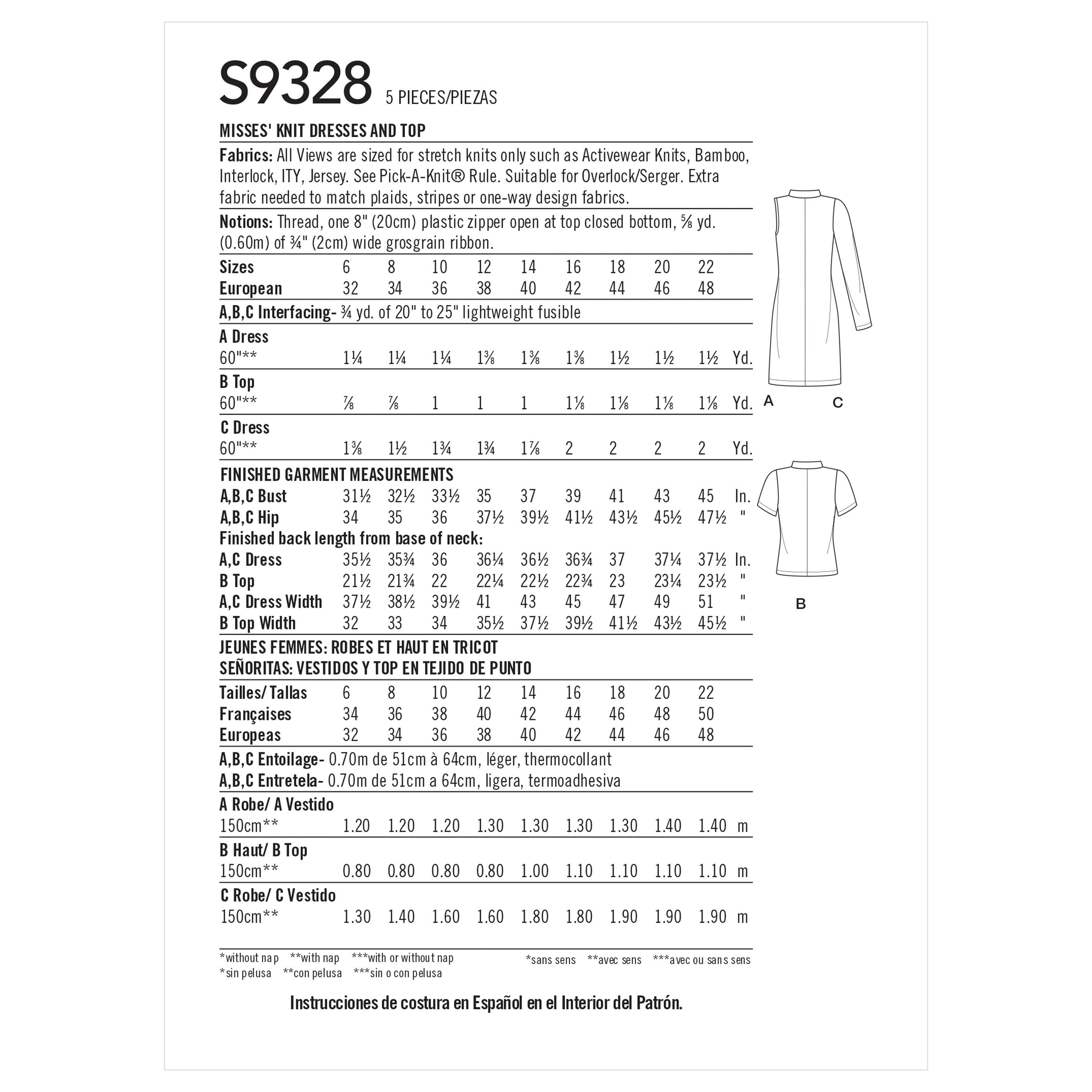 Simplicity Sewing Pattern number S9328 — jaycotts.co.uk - Sewing Supplies