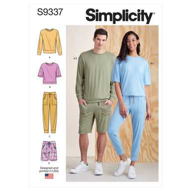 Simplicity Pattern S9337 Unisex Knits Only Tops, Pants and Shorts from Jaycotts Sewing Supplies