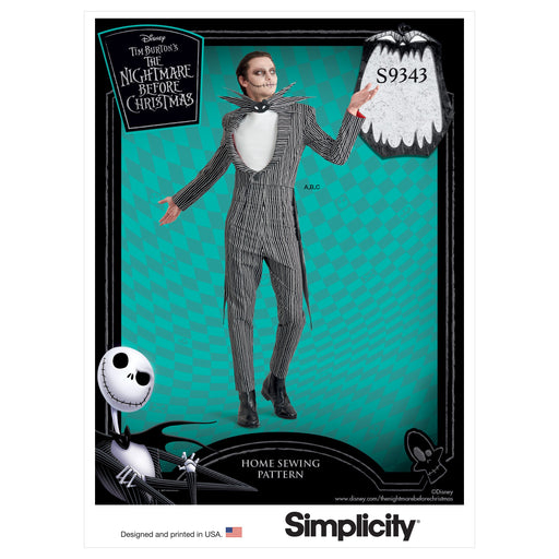 Simplicity Sewing Pattern 9343 Jack Skellington Costume and Face Mask from Jaycotts Sewing Supplies