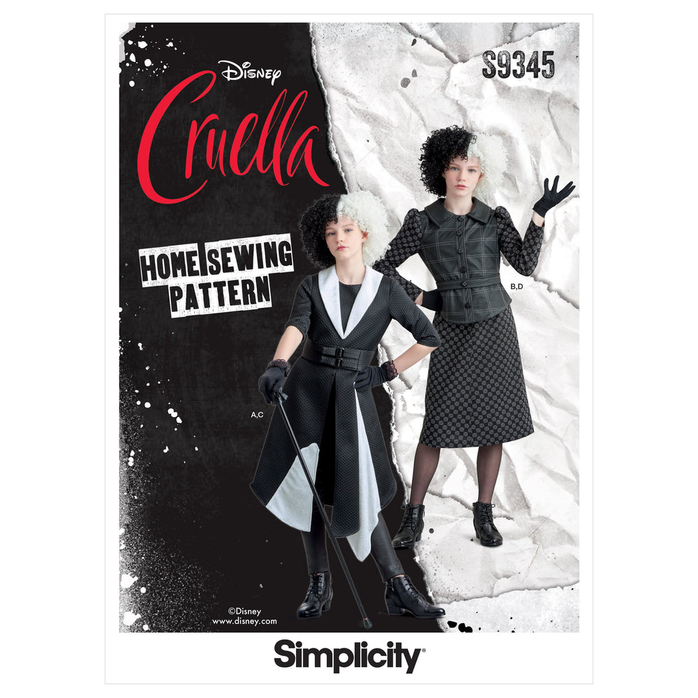 Simplicity Sewing Pattern 9345 Girls' Cruella Costumes from Jaycotts Sewing Supplies