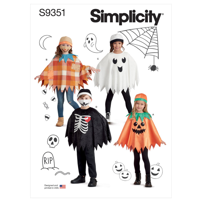 Simplicity Sewing Pattern 9351 Children's Poncho Costumes, Hats and Face Masks from Jaycotts Sewing Supplies