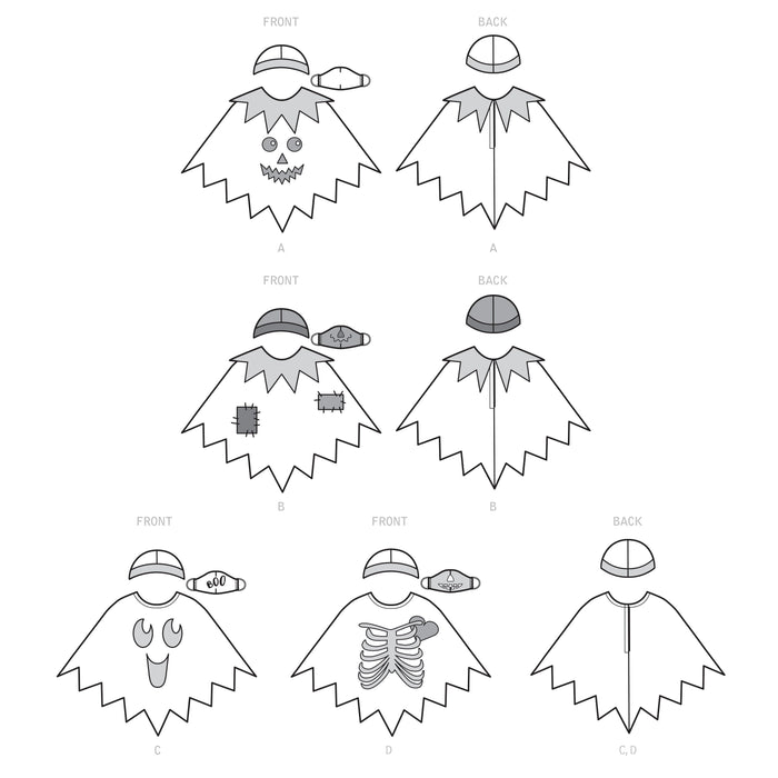 Simplicity Sewing Pattern 9351 Children's Poncho Costumes, Hats and Face Masks from Jaycotts Sewing Supplies