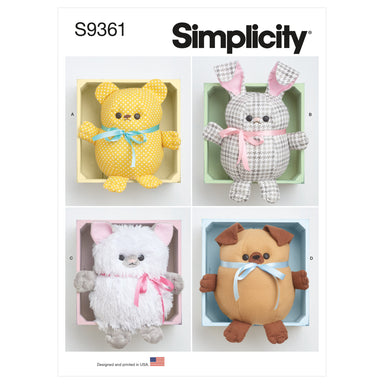 Simplicity Sewing Pattern 9361 Plush Bear, Bunny, Kitten and Pup from Jaycotts Sewing Supplies