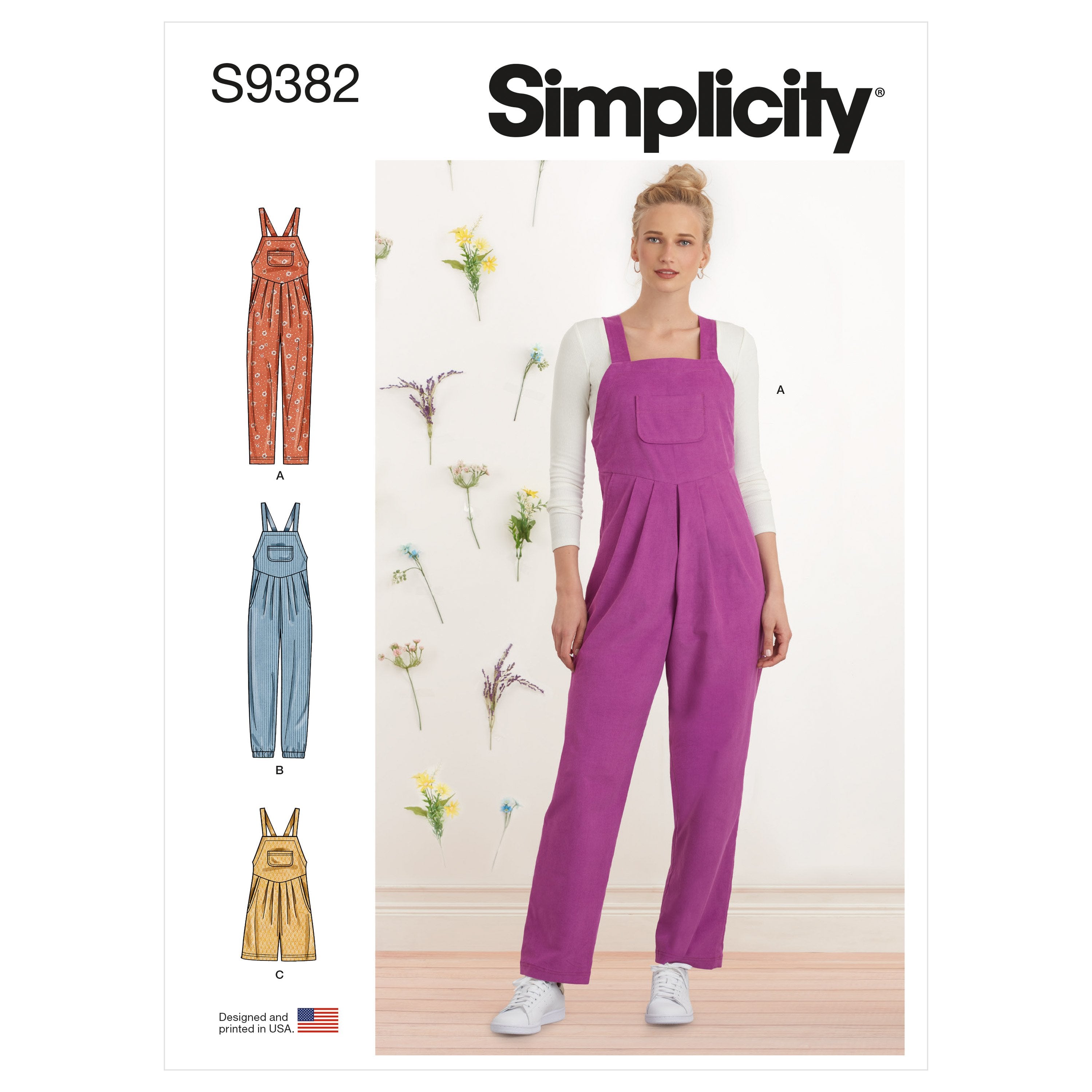 Simplicity Sewing Pattern 9382 Misses' Overall with Shaped Raised Waist and Back Ties from Jaycotts Sewing Supplies