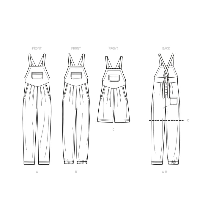 Simplicity Sewing Pattern 9382 Misses' Overall with Shaped Raised Waist and Back Ties from Jaycotts Sewing Supplies