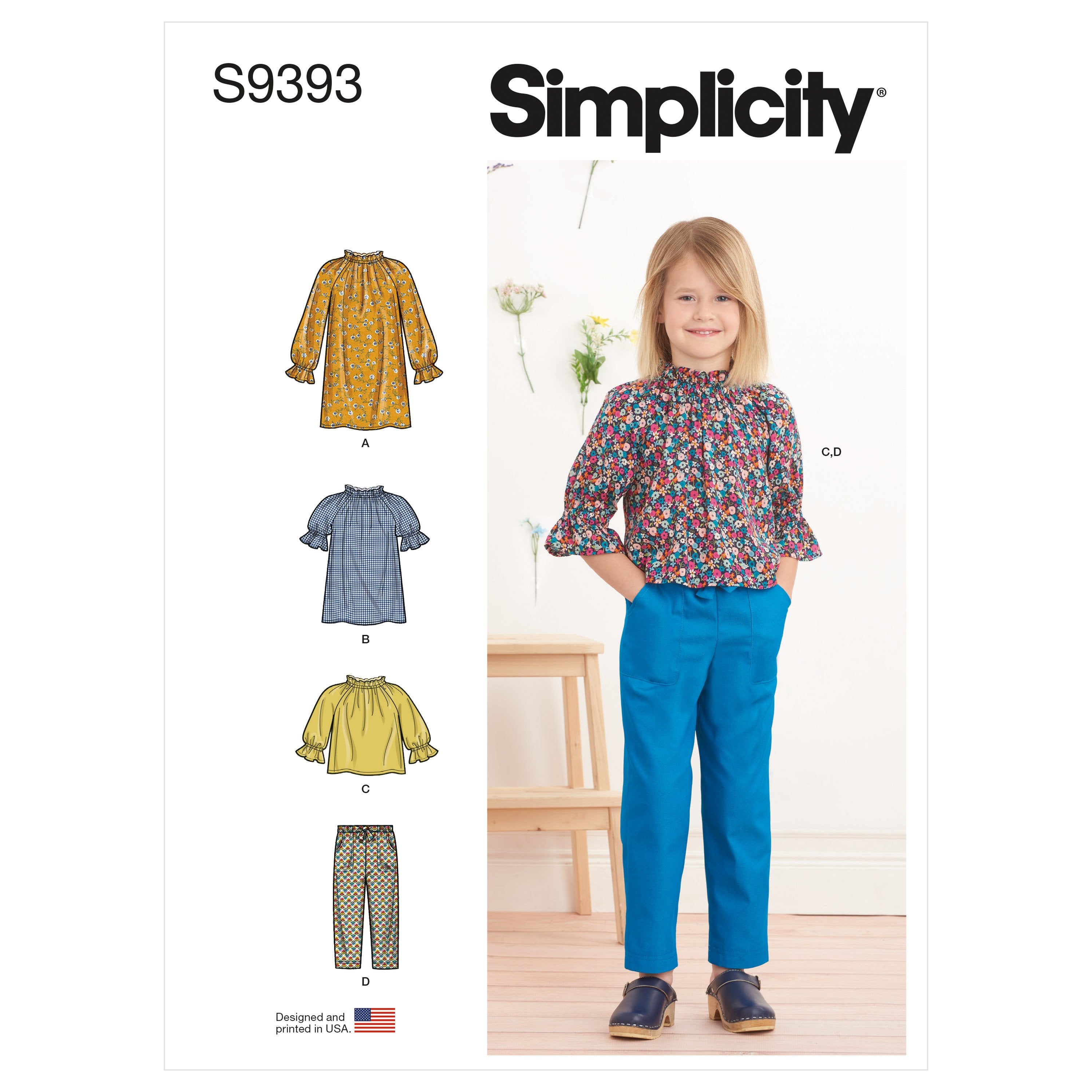 Simplicity Sewing Pattern 9393 Children's Dress, Tunic, Top and Pants from Jaycotts Sewing Supplies
