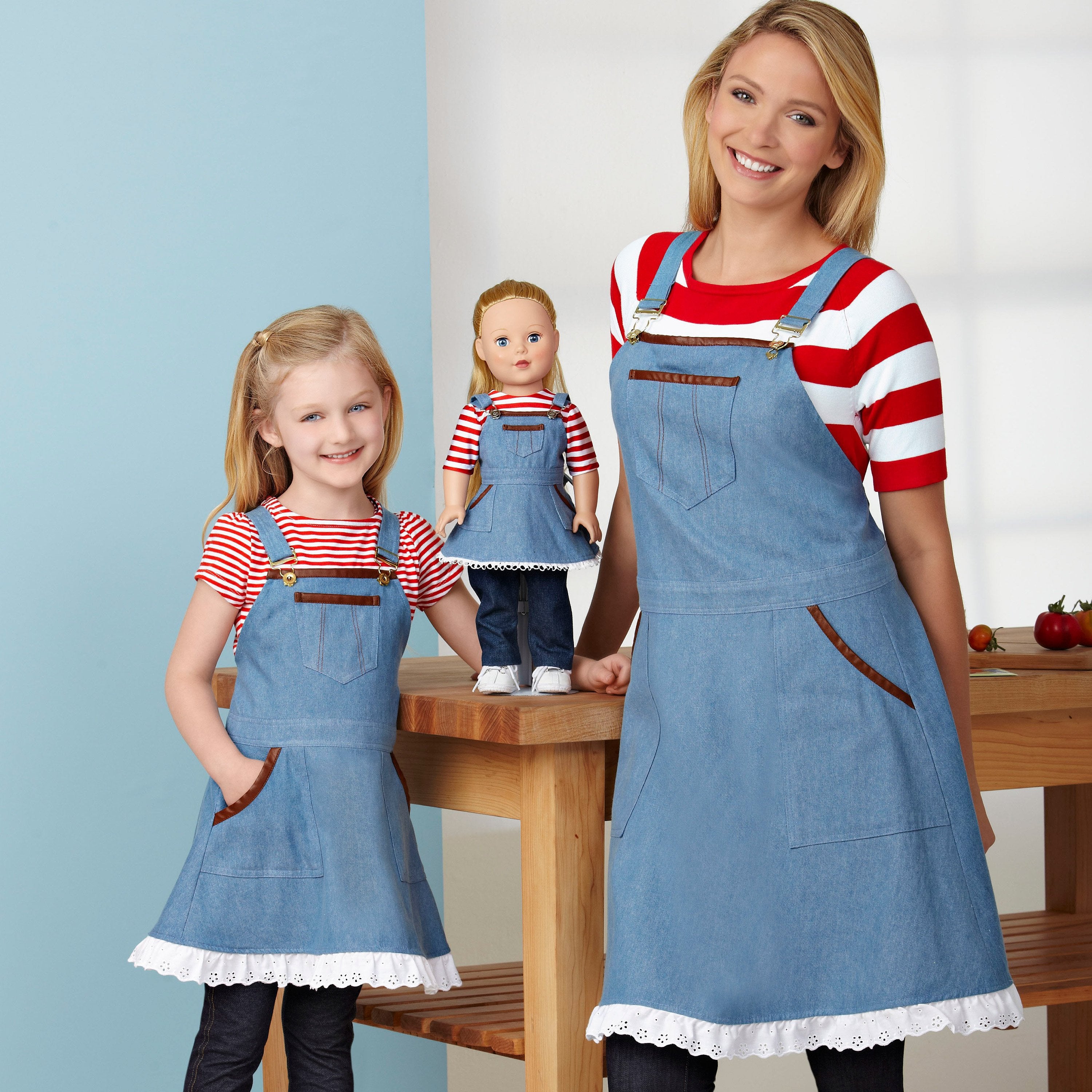 Simplicity Sewing Pattern 9395 Aprons for Misses, Children and 18" Doll from Jaycotts Sewing Supplies