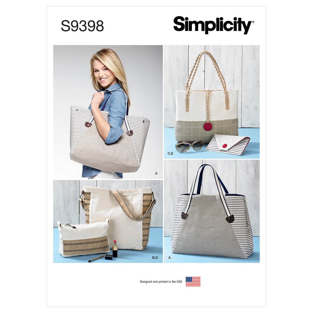 Simplicity Sewing Pattern 9398 Assorted Tote Bag, Purse and Clutch from Jaycotts Sewing Supplies