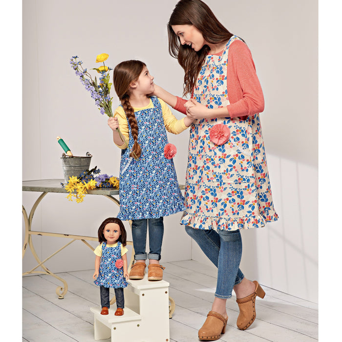 Simplicity Sewing Pattern 9407 Children's, Misses' and 18" Doll Aprons from Jaycotts Sewing Supplies