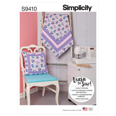 Simplicity Sewing Pattern 9410 Learn-to-Sew Quilted Blanket and Pillow from Jaycotts Sewing Supplies