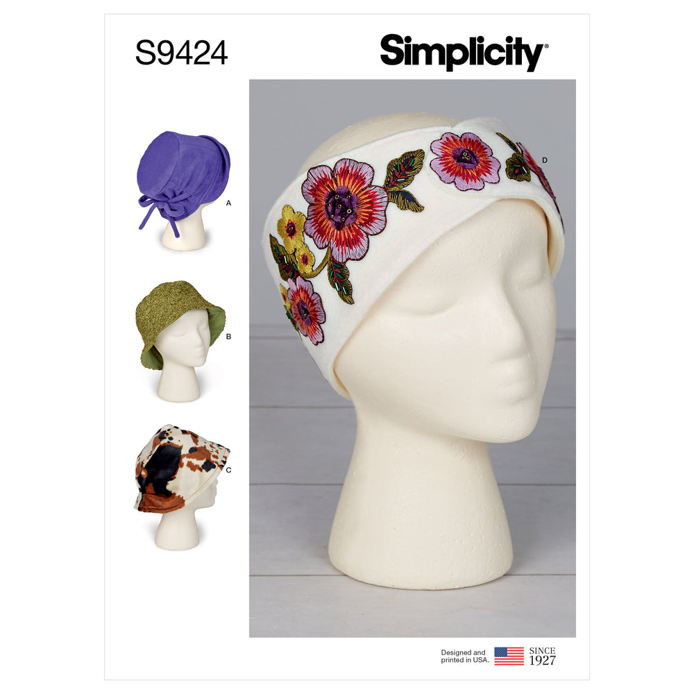 Simplicity Sewing Pattern 9424 Misses' Hats and Headband in Three Sizes from Jaycotts Sewing Supplies